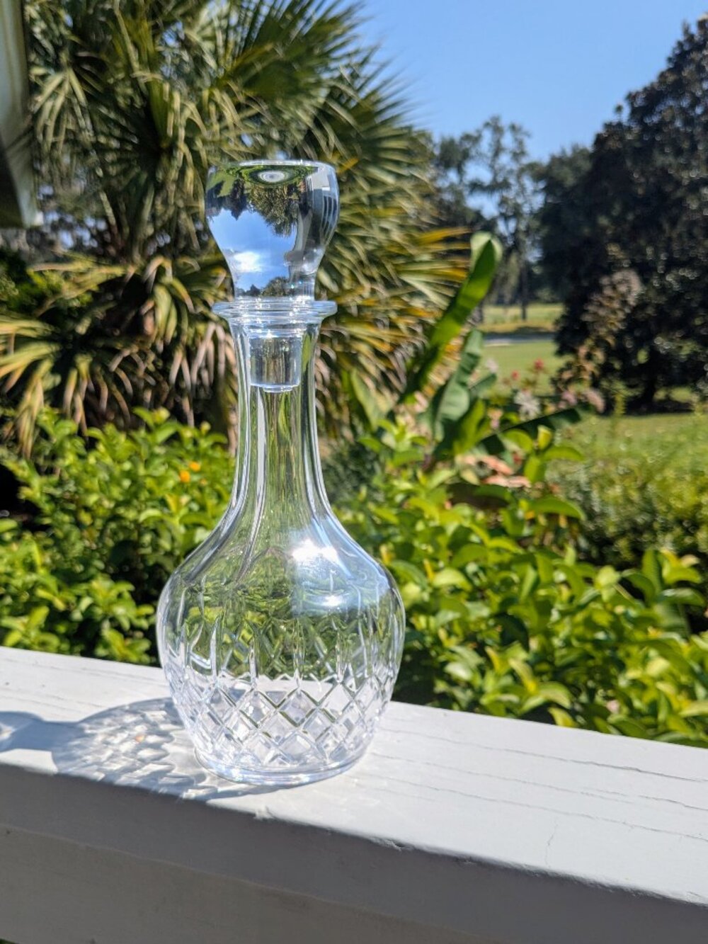 Vintage Cut Glass or Crystal Decanter & Stopper 11" Lismore Waterford Style